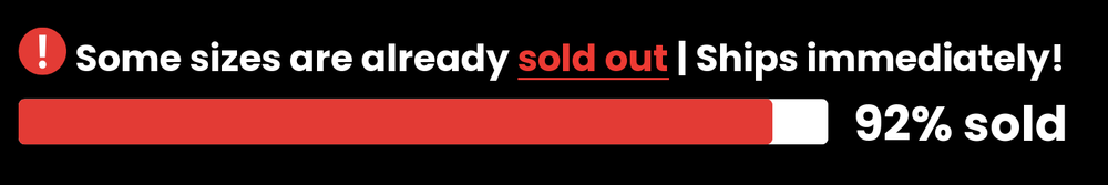 Some sizes are already sold out, 92% sold