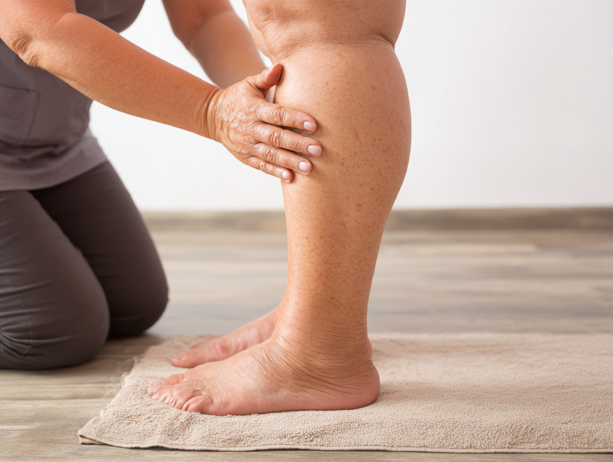Swollen lower leg with lipedema