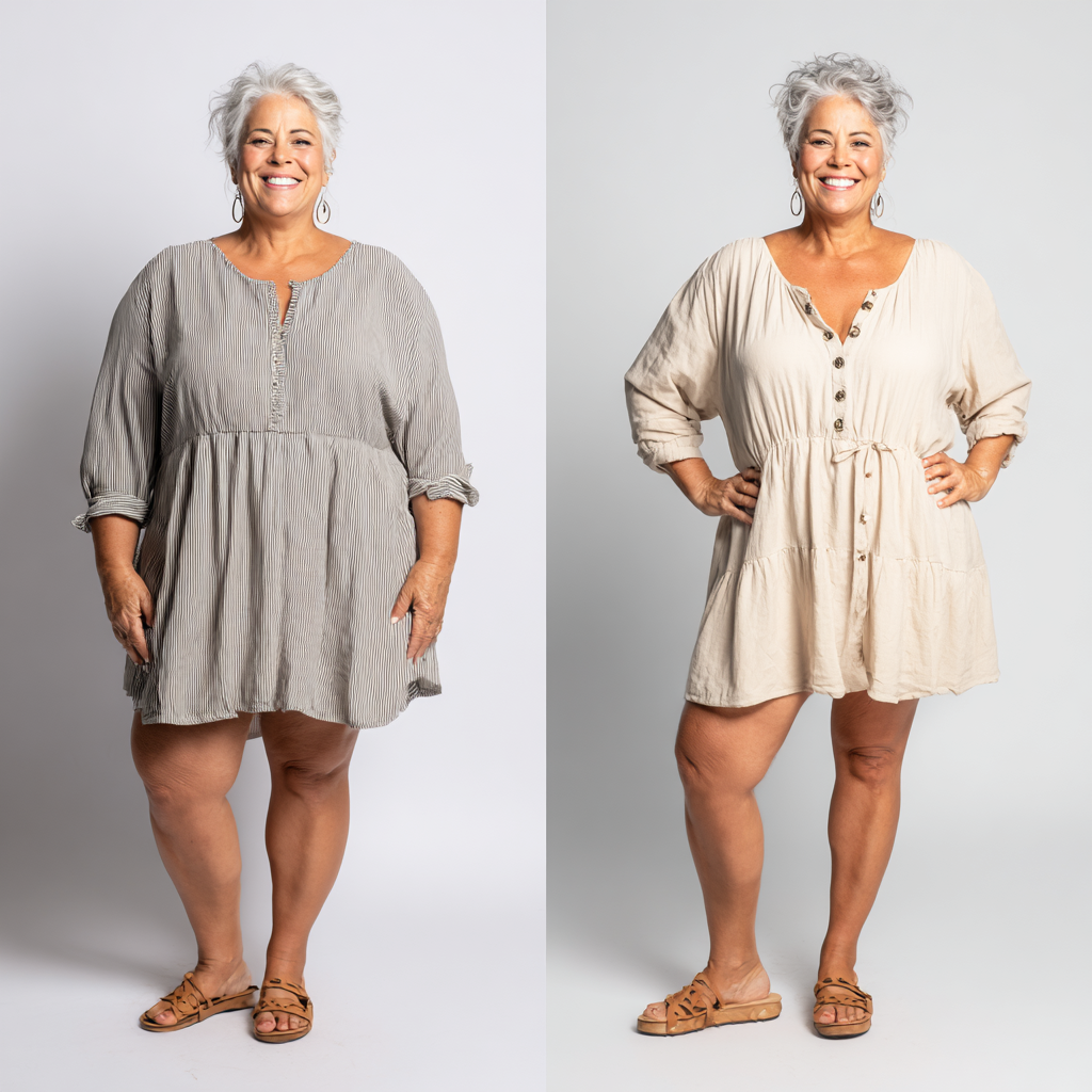 Before and after wearing compression leggings