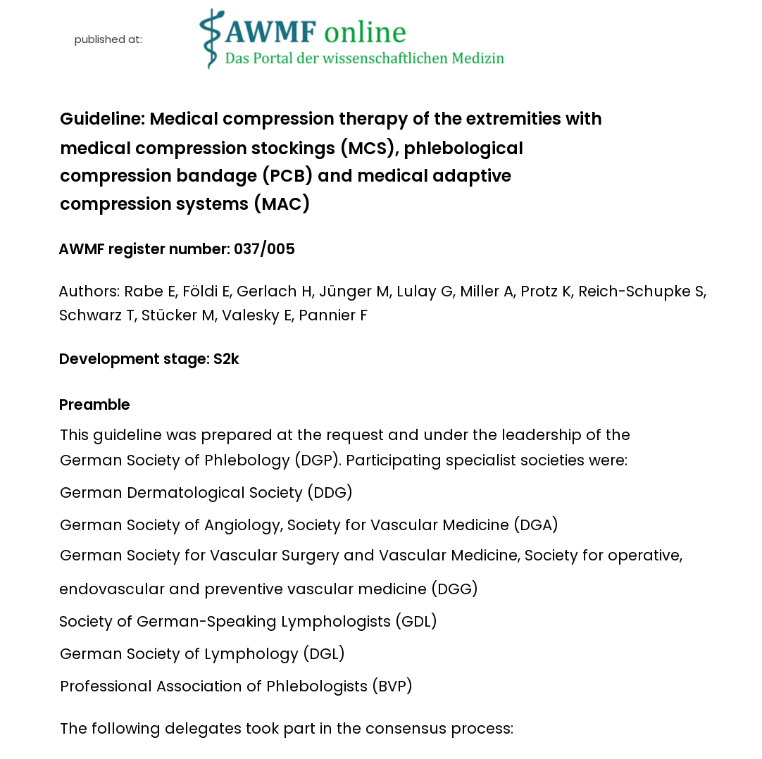 Medical compression therapy guideline