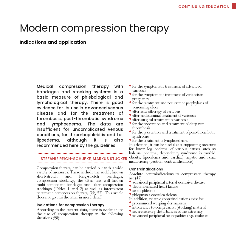 Modern compression therapy, indications and application